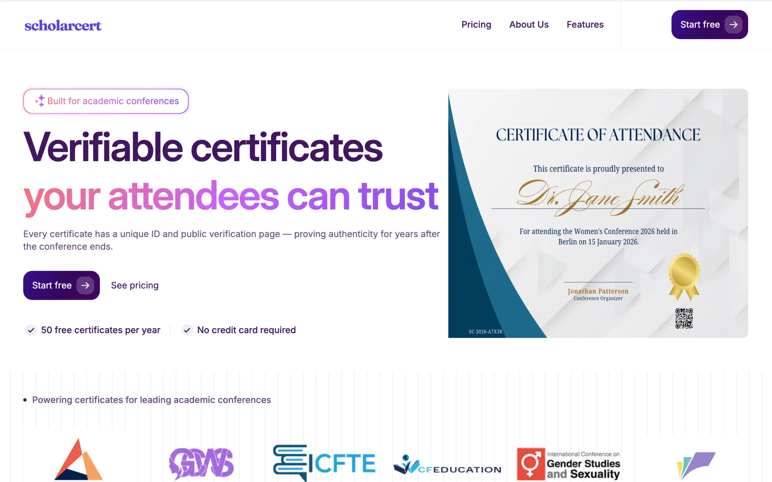 Scholarcert certificate platform home dashboard